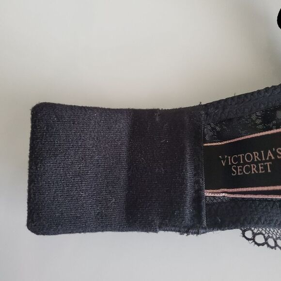 Victoria’s Secret Bra 32B Black Lace Lined Demi Padded Push-up Underwire - Picture 5 of 6